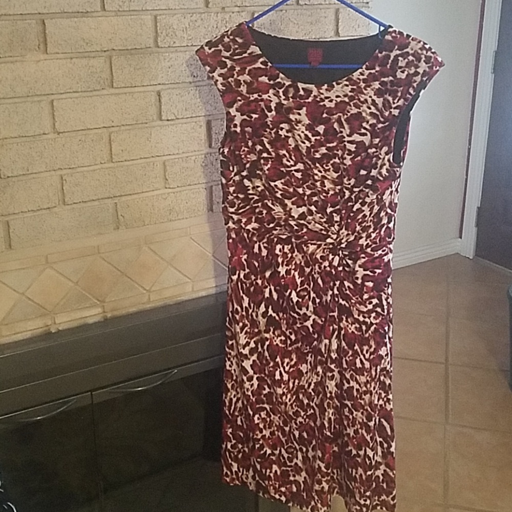 Red, white and black work dress